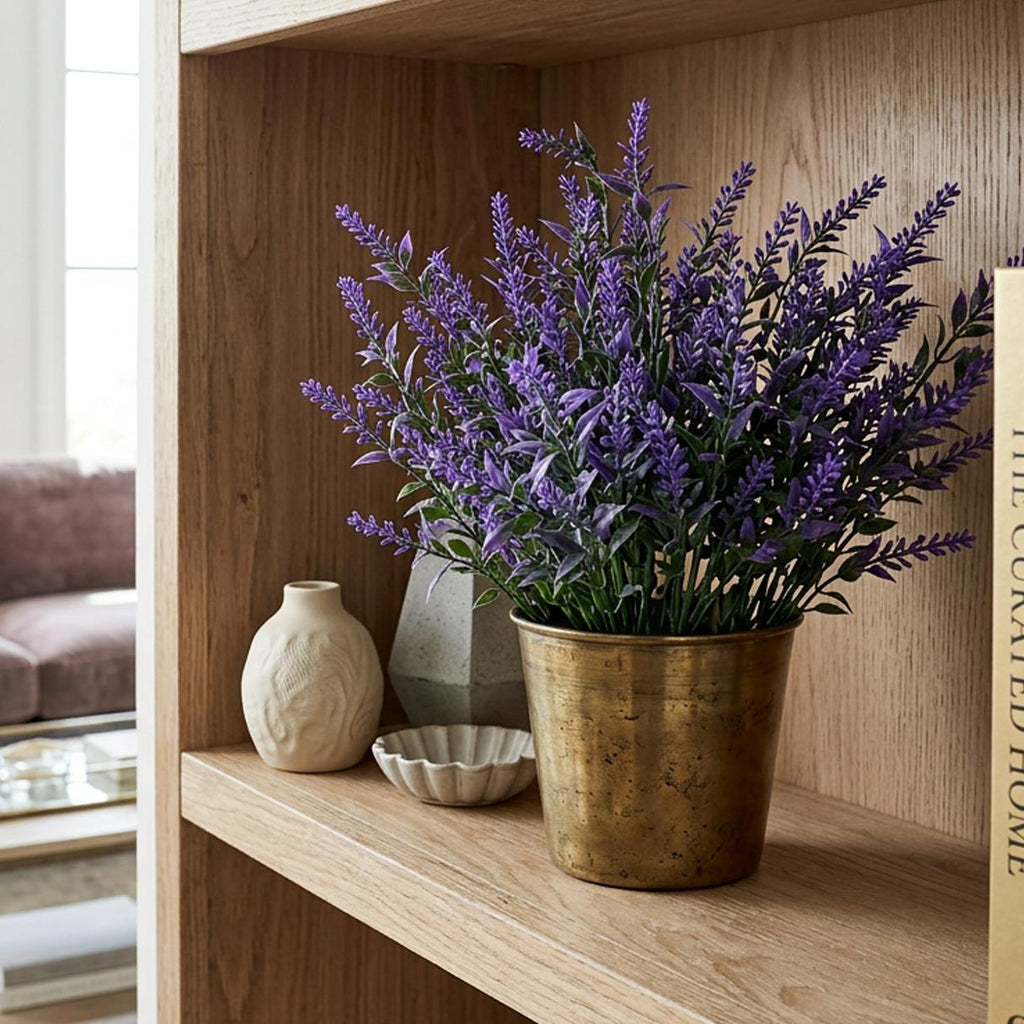 34cm Artificial Purple Heather Stem Plant
