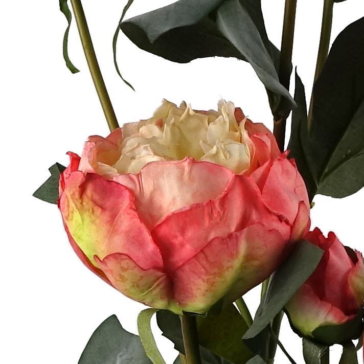 55cm Pink Peony Artificial Flowers Spray 4 Flowers 3 Buds