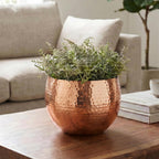 Leaf Large Planter 22 x 18cm Hammered Copper Colour Straight Edge