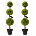 120cm Artificial Pair of Green Triple Ball Topiary Trees