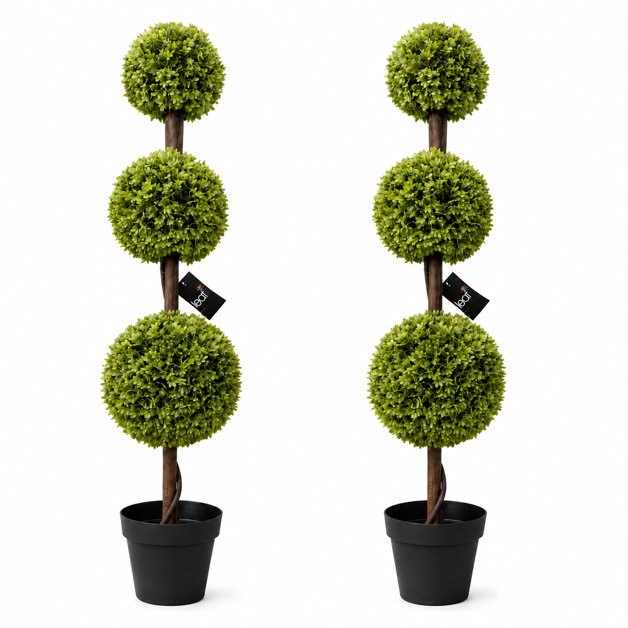 120cm Artificial Pair of Green Triple Ball Topiary Trees