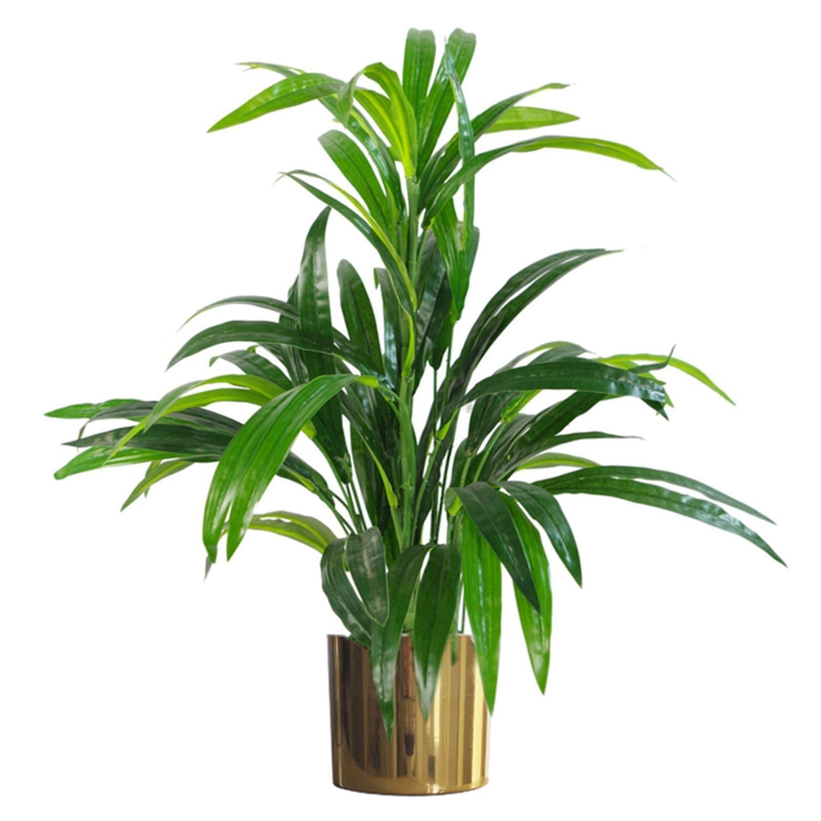 65cm Artificial Large Leaf Bamboo Shrub Plant with Gold Planter