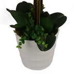 85cm Artificial Deluxe Bush Orchid White Flowers White Pot