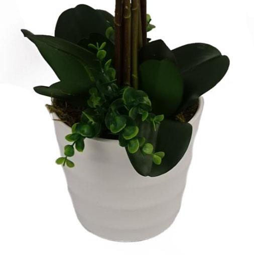85cm Artificial Deluxe Bush Orchid White Flowers White Pot