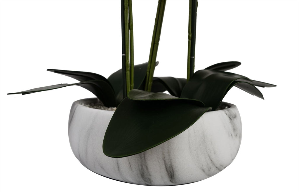 Artificial 60cm Orchid Pink Marble Effect Ceramic Planter
