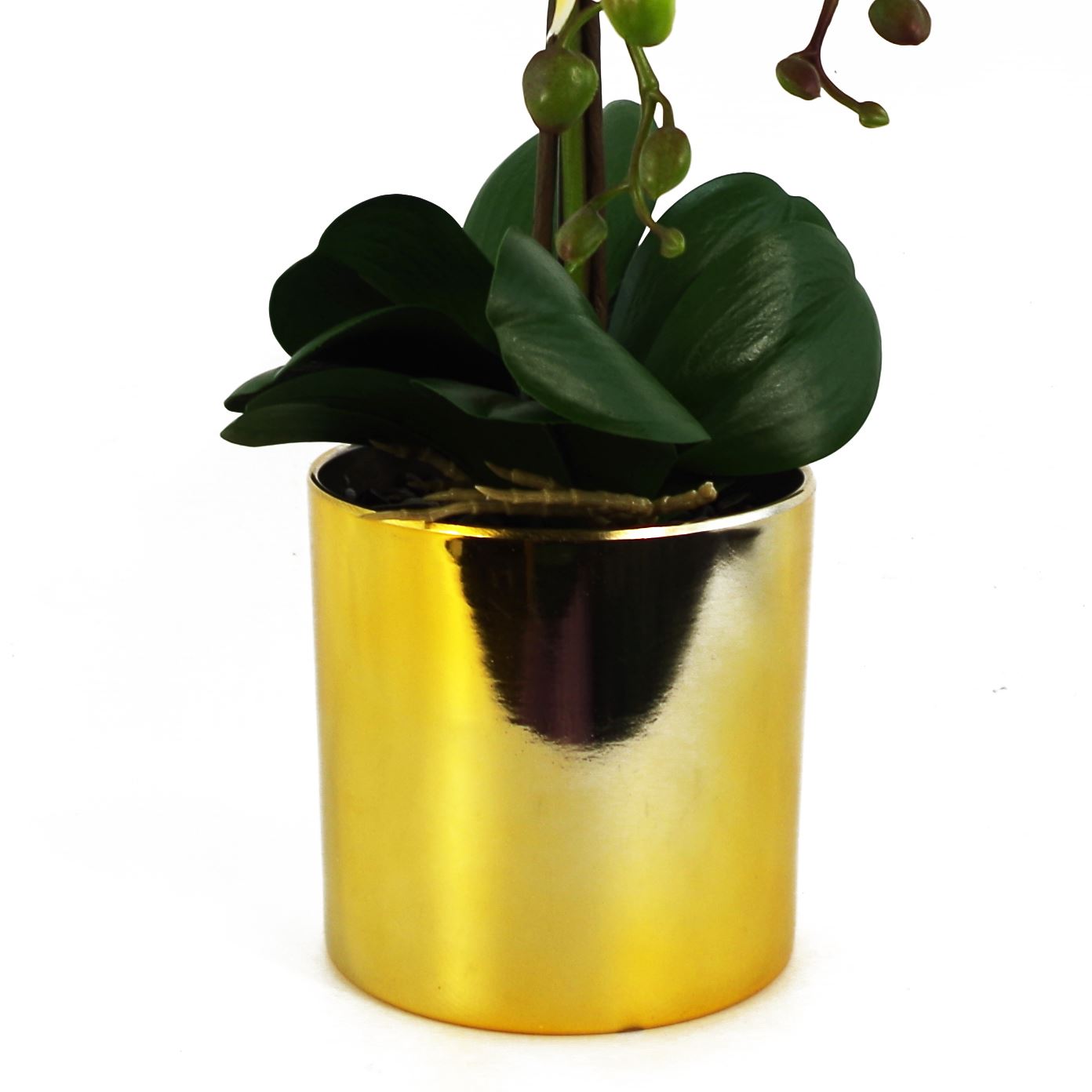 52cm Artificial Orchid Large White Gold