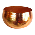 Leaf Metal Bowl Planter 32 x 20cm Hammered Copper Colour Straight Edge