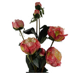55cm Pink Peony Artificial Flowers Spray 4 Flowers 3 Buds