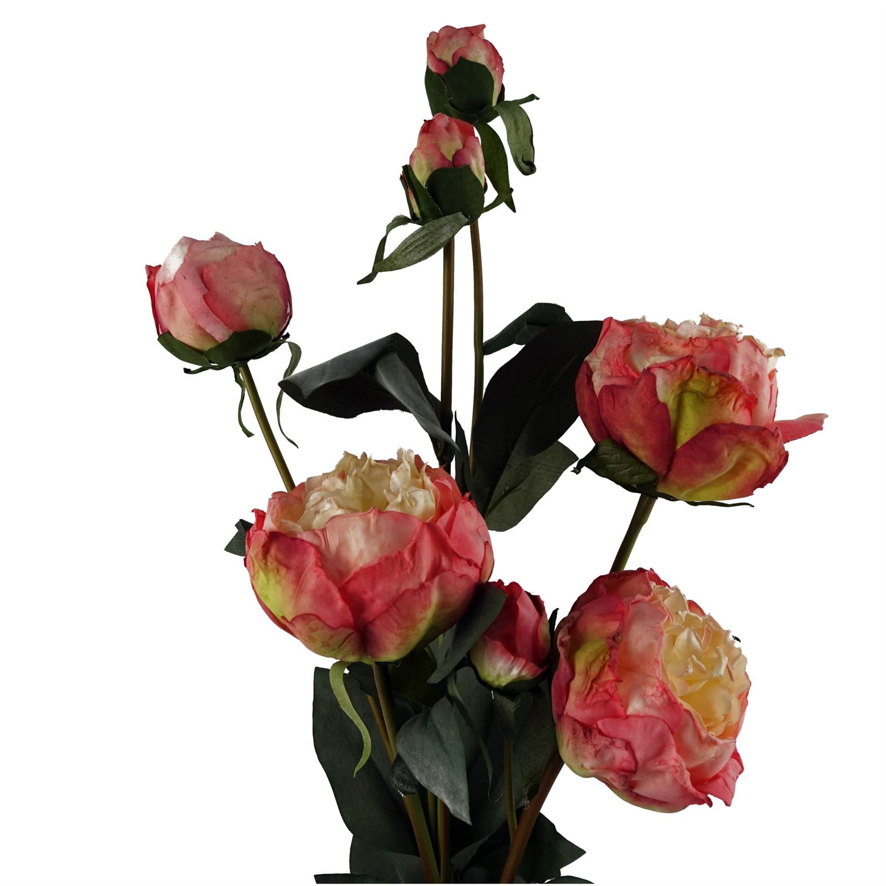 55cm Pink Peony Artificial Flowers Spray 4 Flowers 3 Buds