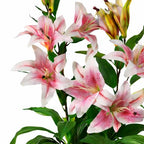 Artificial 90cm Lily Stargazer Style Lillies Plant Large Flowers Pink