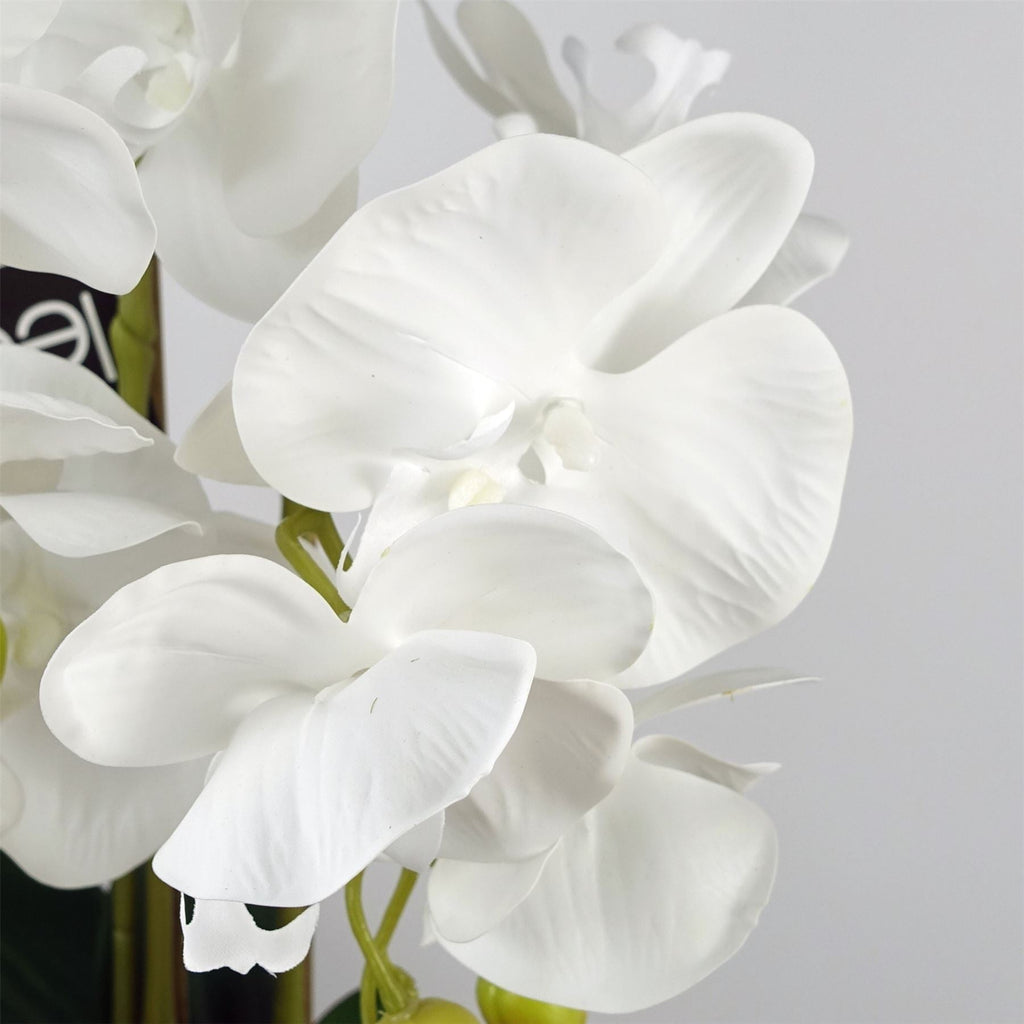 Artificial 60cm Pure White Orchid with Ceramic Bubble Planter