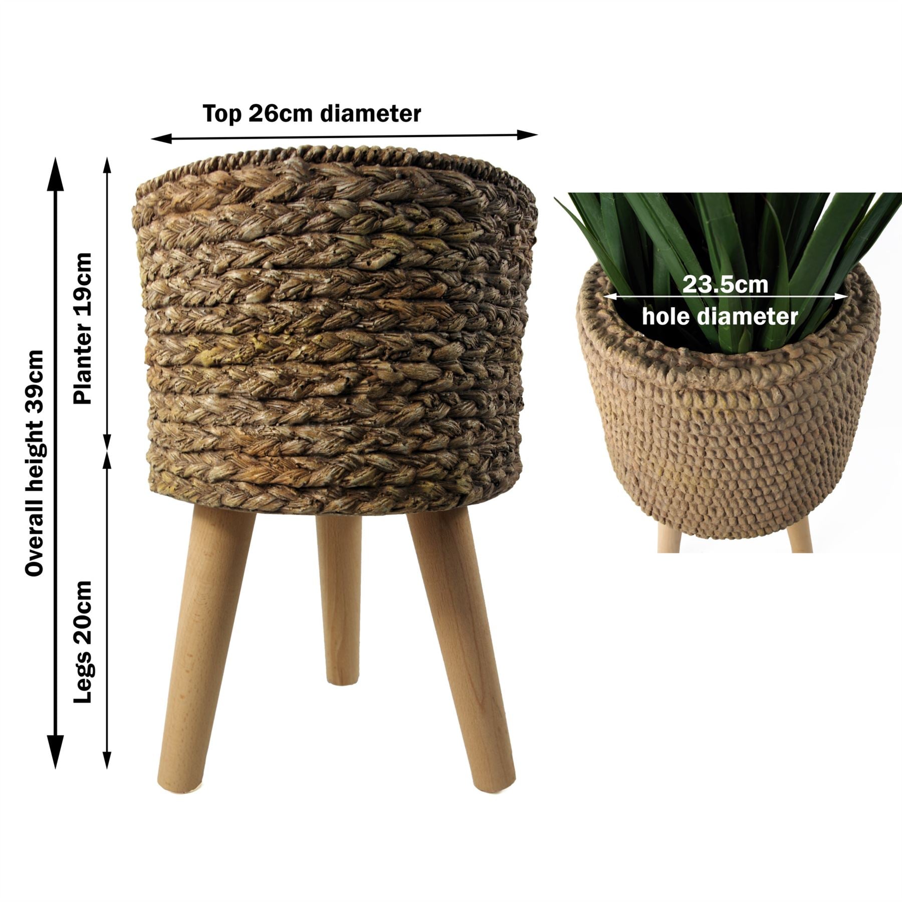 39cm x 26cm Woven Effect Composite Large Planter