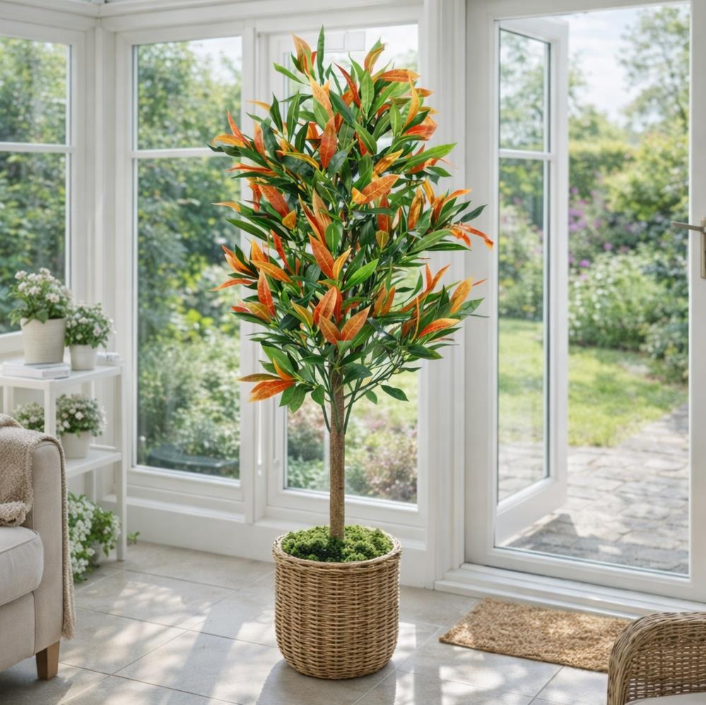 Artificial 130cm Red Green Ficus Tree