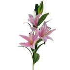 100cm Artificial Large Pink Lily Stem 3 Flowers