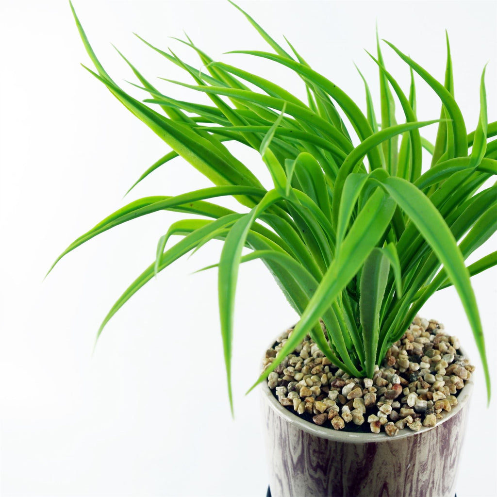 35cm Artificial Grass with Ceramic Planter Metal Stand