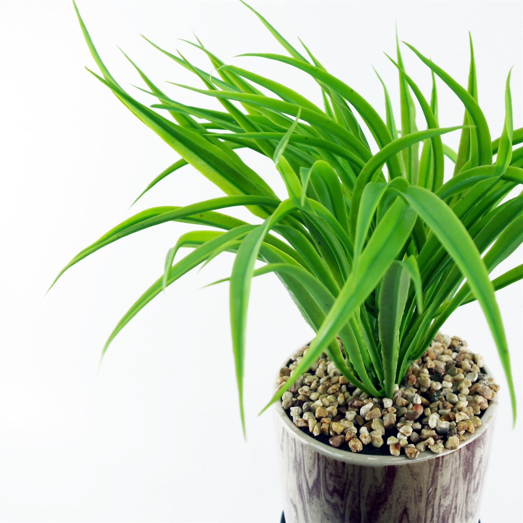 35cm Artificial Grass with Ceramic Planter Metal Stand