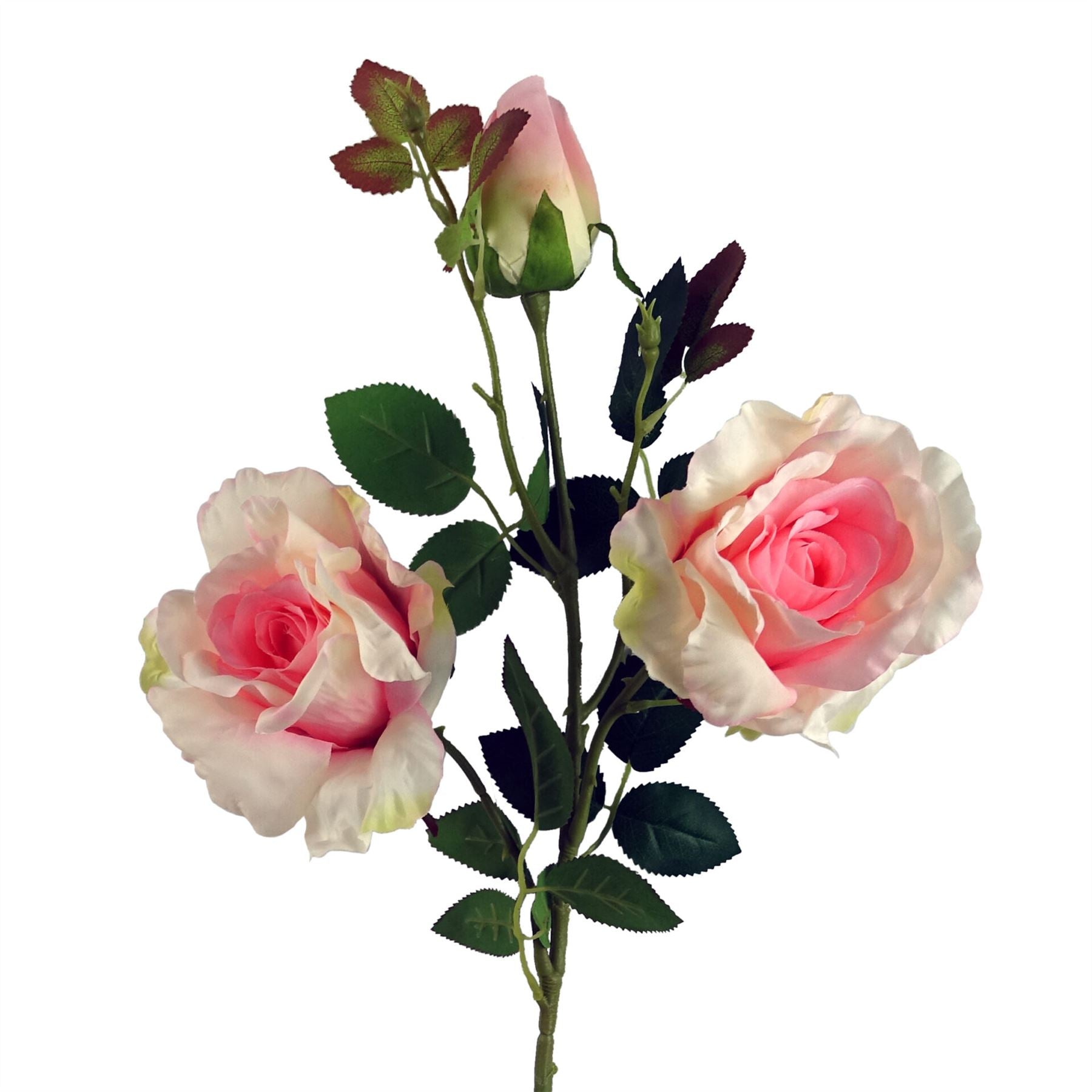 80cm Artificial Pink Rose Stem 3 flowers