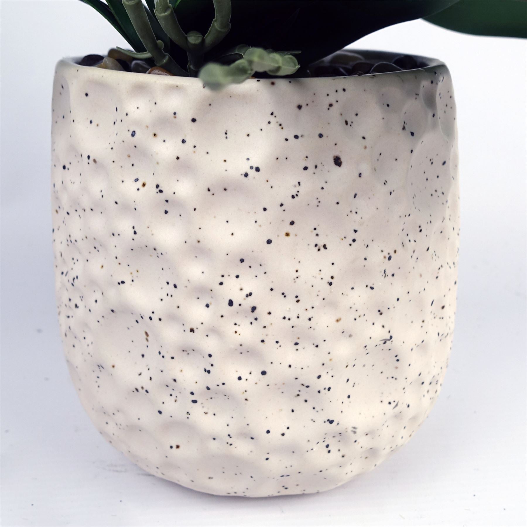 Artificial 60cm Pure White Orchid with Ceramic Bubble Planter