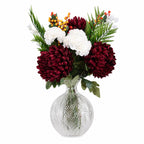 70cm Artificial Red Chrysanthemum Glass Ball Vase