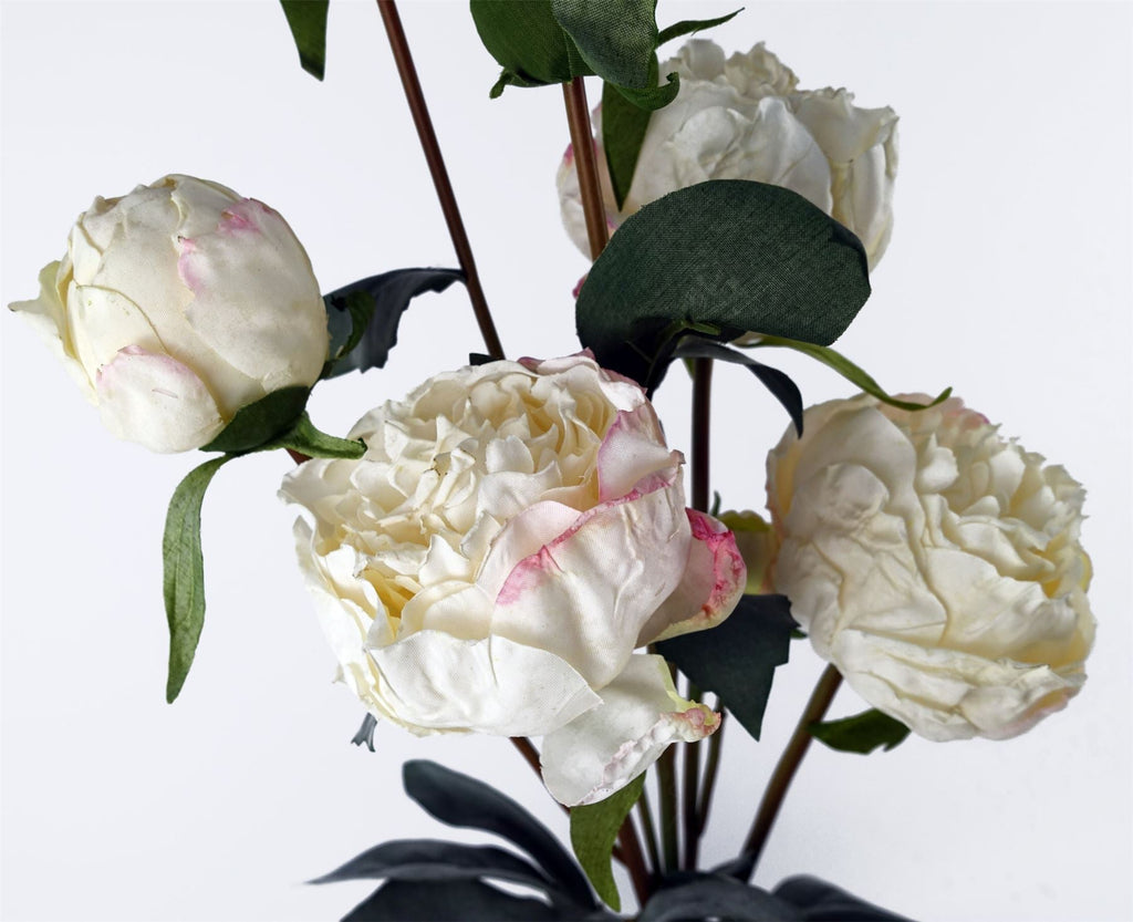 55cm Cream Peony Artificial Flowers Spray 4 Flowers 3 Buds