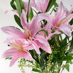 100cm Artificial Large Pink Lily Stem 3 Flowers