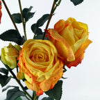 60cm Yellow Rose Artificial Flowers Spray 4 Flowers 3 Buds
