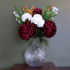 70cm Artificial Red Chrysanthemum Glass Ball Vase