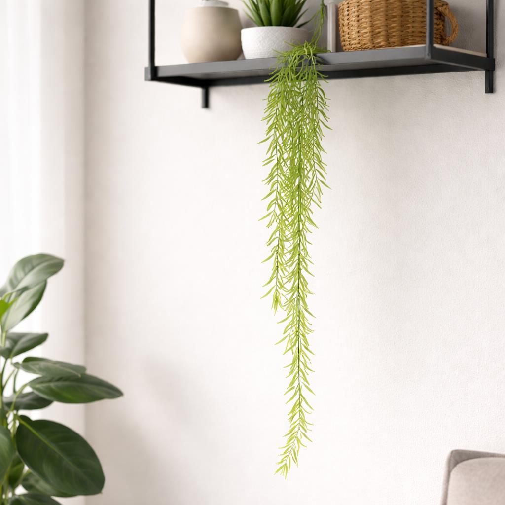100cm Artificial Trailing Rhipsalis Hanging Plant Light Green Tips