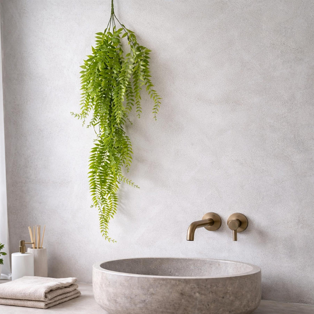 100cm Artificial Trailing Green Leaf Hanging Fern Plant Wired Stems
