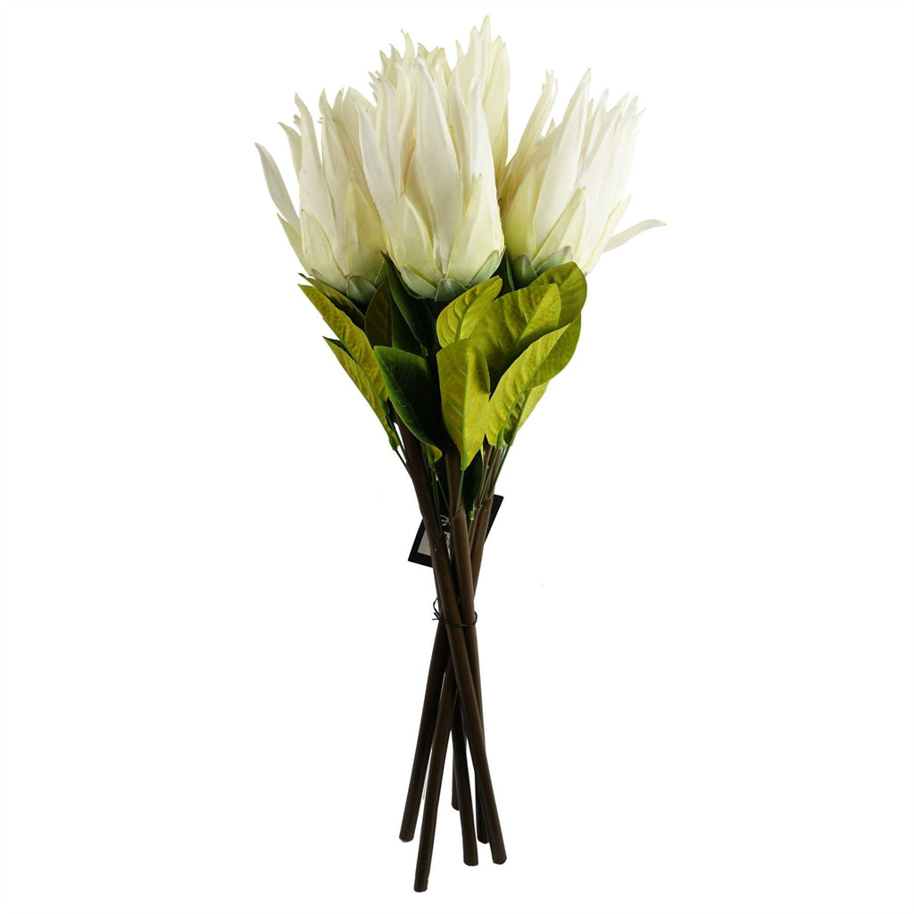 65cm Artificial Protea Sugarbush Flower Stem White