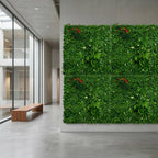100cm Artificial Mixed Foliage Green Wall Panel Floral Detail Wall