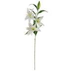 100cm Artificial White Lily and Fern Display Glass Vase