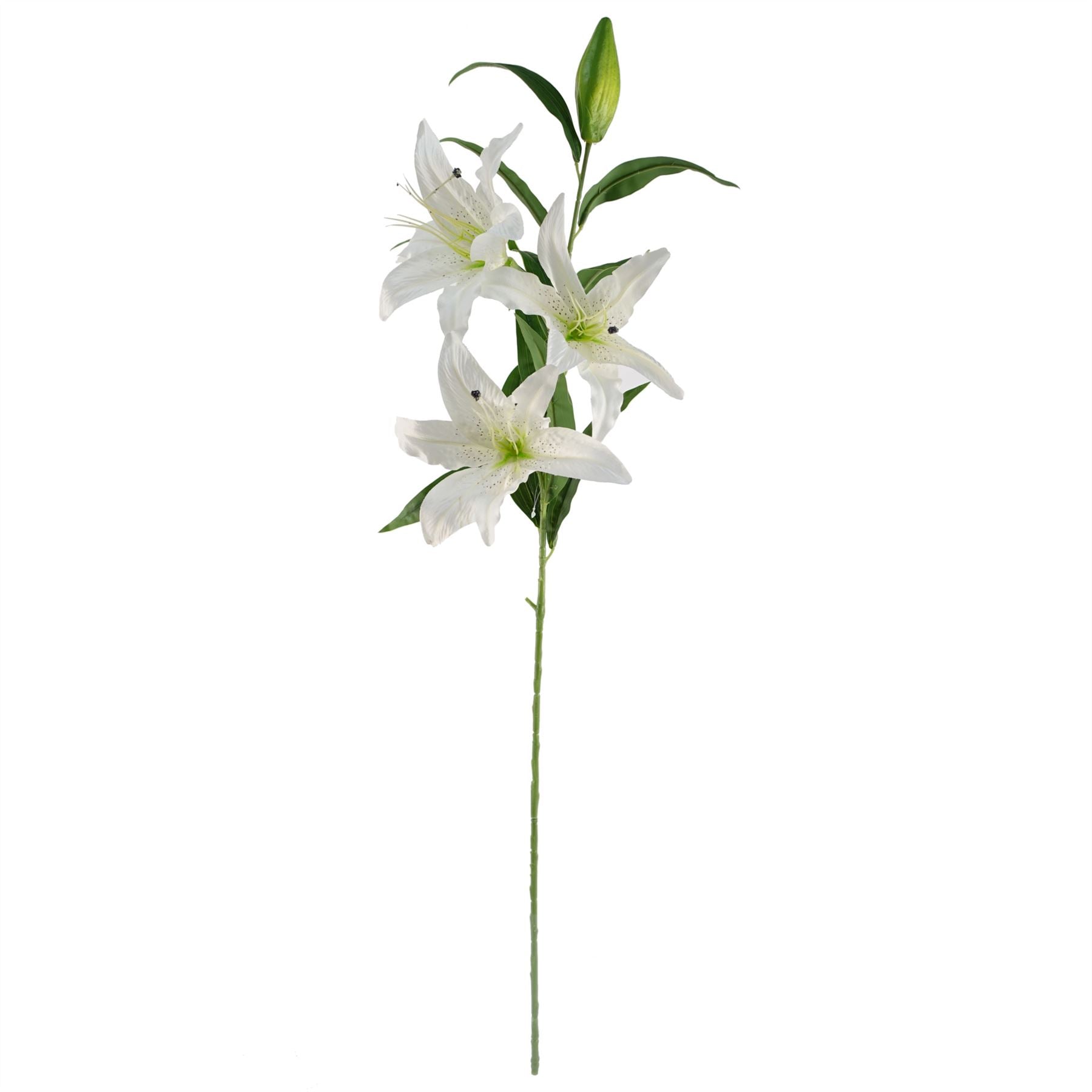 100cm Artificial White Lily and Fern Display Glass Vase