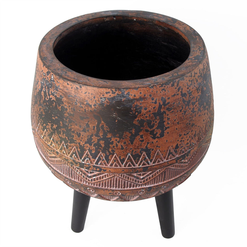 44cm x 30cm Large Zaturn Planter Brown Black with Legs Large