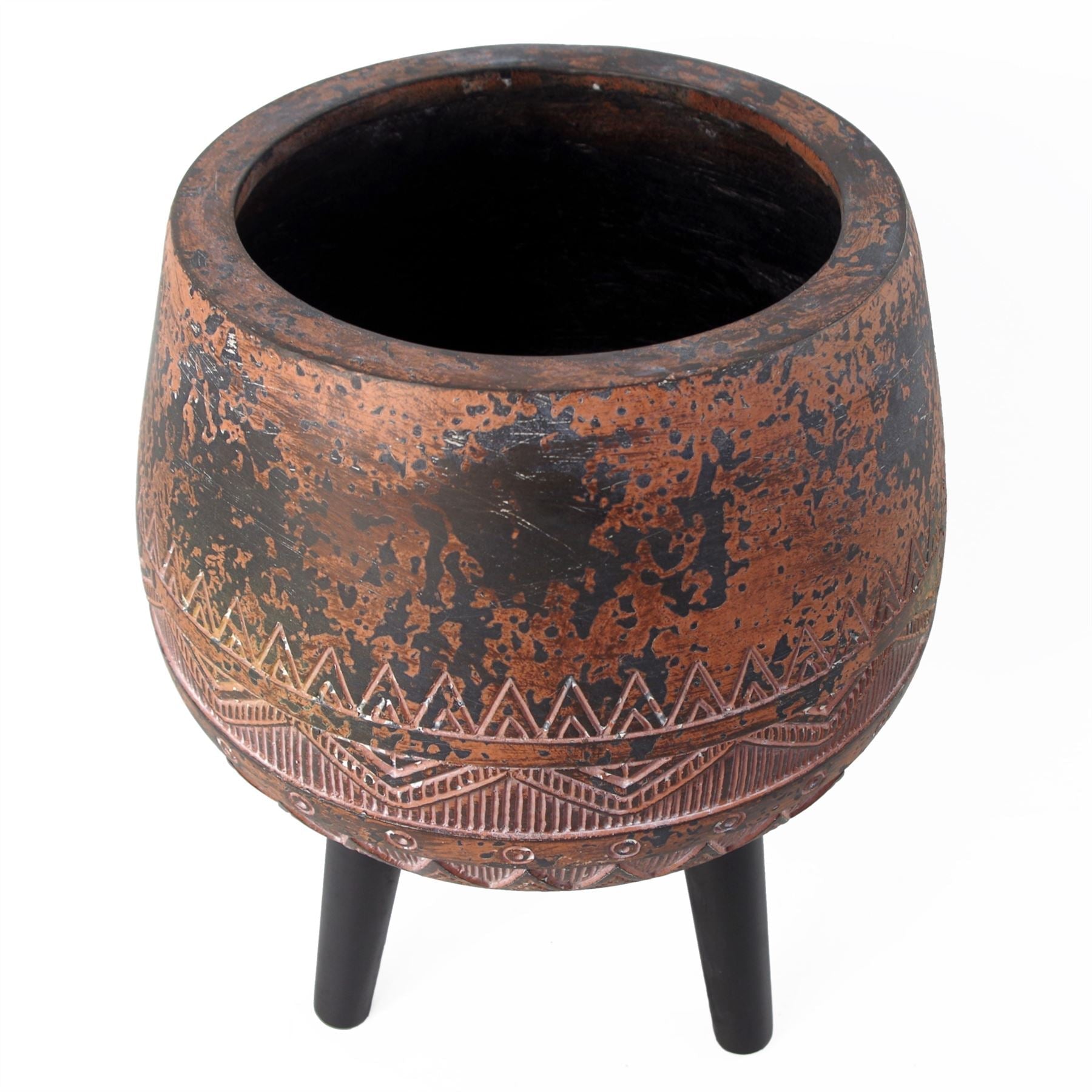 44cm x 30cm Large Zaturn Planter Brown Black with Legs Large