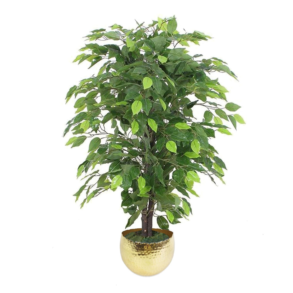 90cm Artificial Ficus Tree Gold Planter