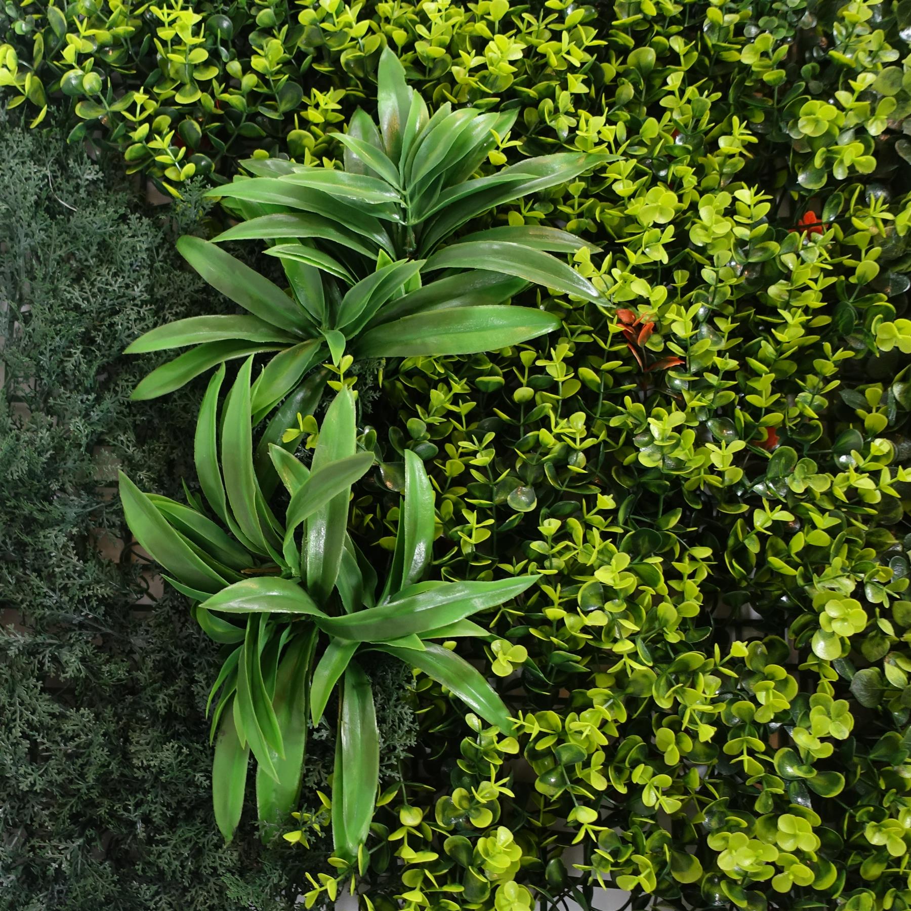 100cm Artificial Mixed Green Foliage Wall Panel Ferns Yellow Grass