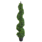 Pair of 120cm Tall Artificial Boxwood Tower Trees Topiary Spiral Metal
