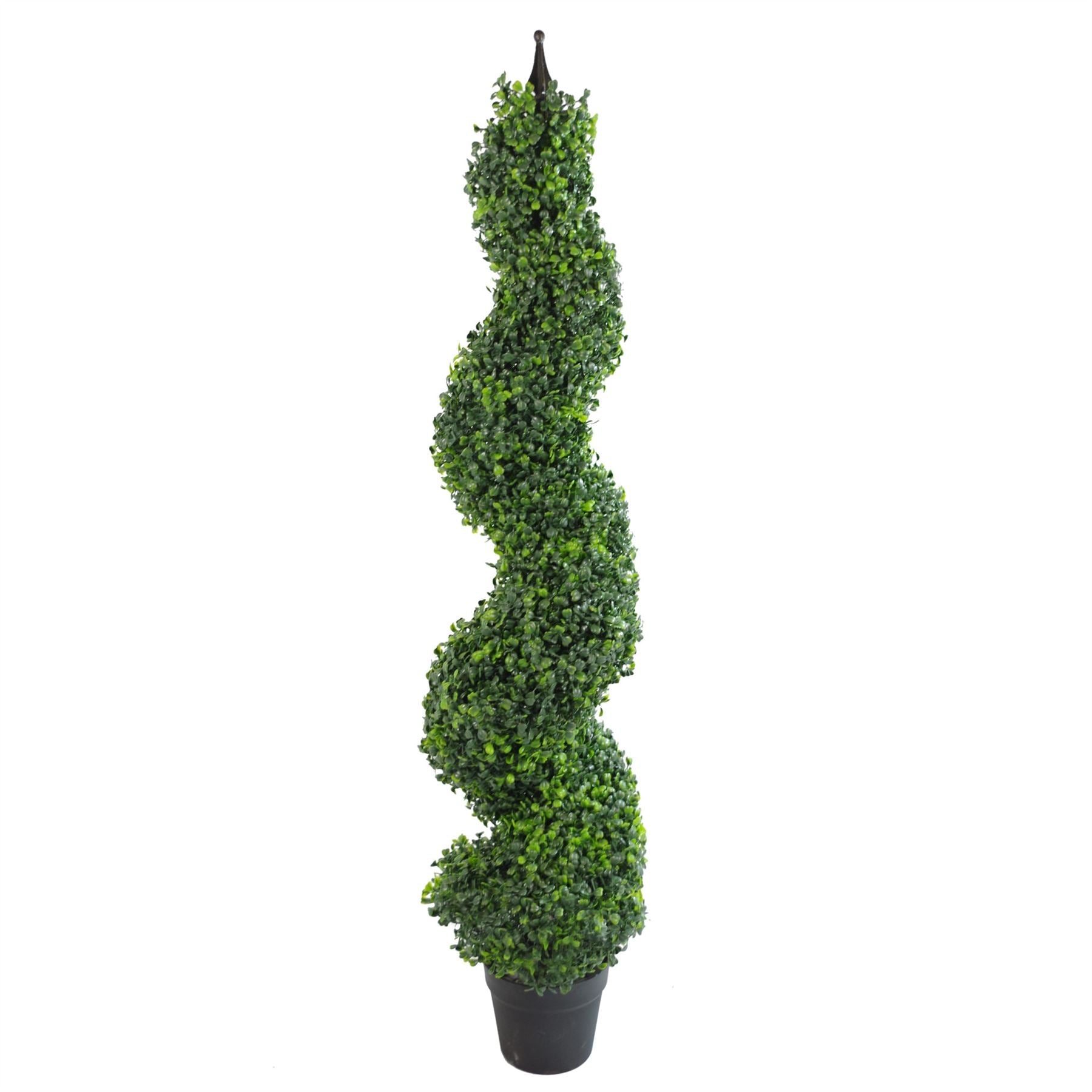 Pair of 120cm Tall Artificial Boxwood Tower Trees Topiary Spiral Metal