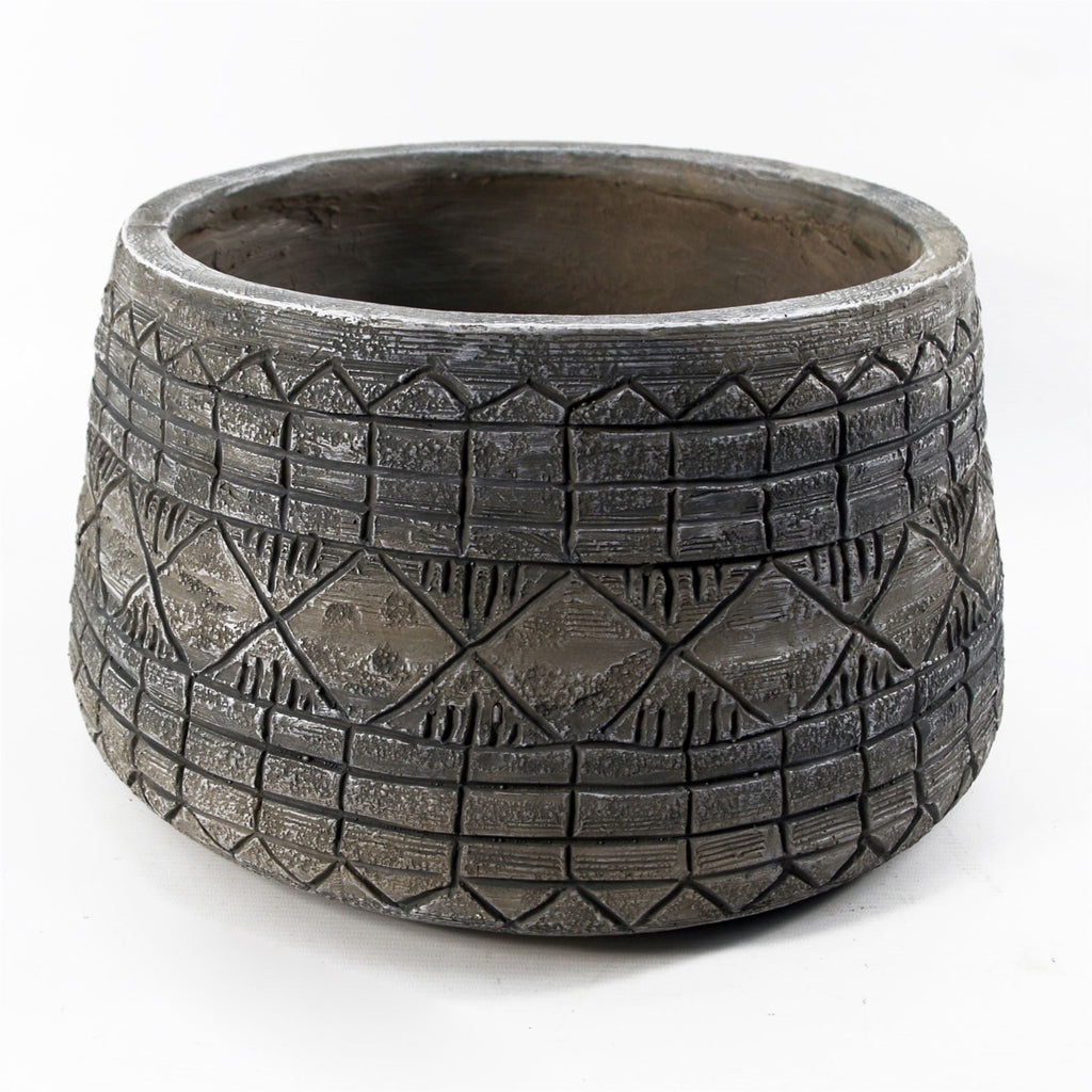 x 37cm Large Grey Gliese Embossed Planter 22cm