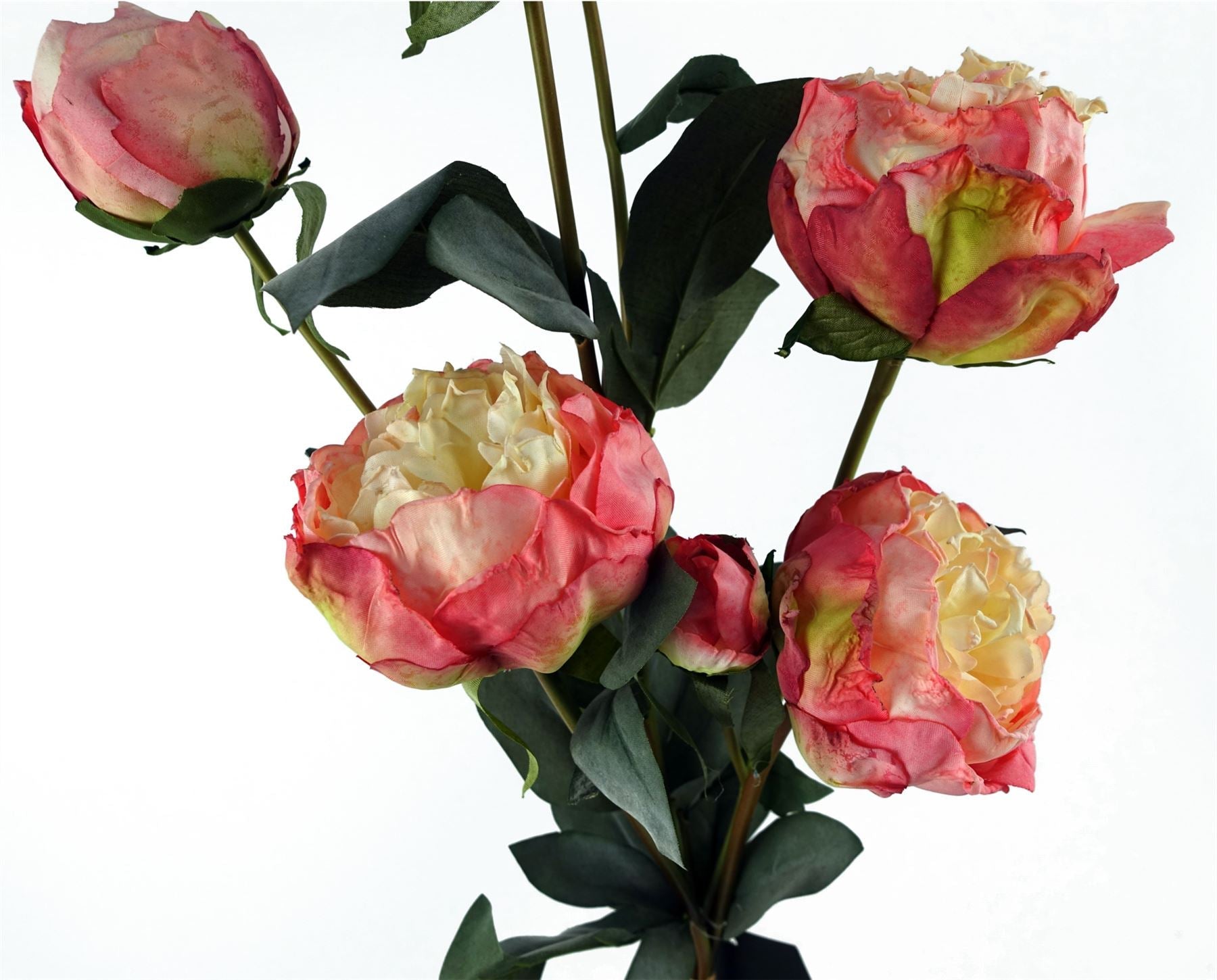 55cm Pink Peony Artificial Flowers Spray 4 Flowers 3 Buds