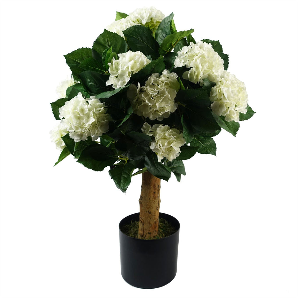 Artificial 75cm White Bush Hydrangea Plant Potted