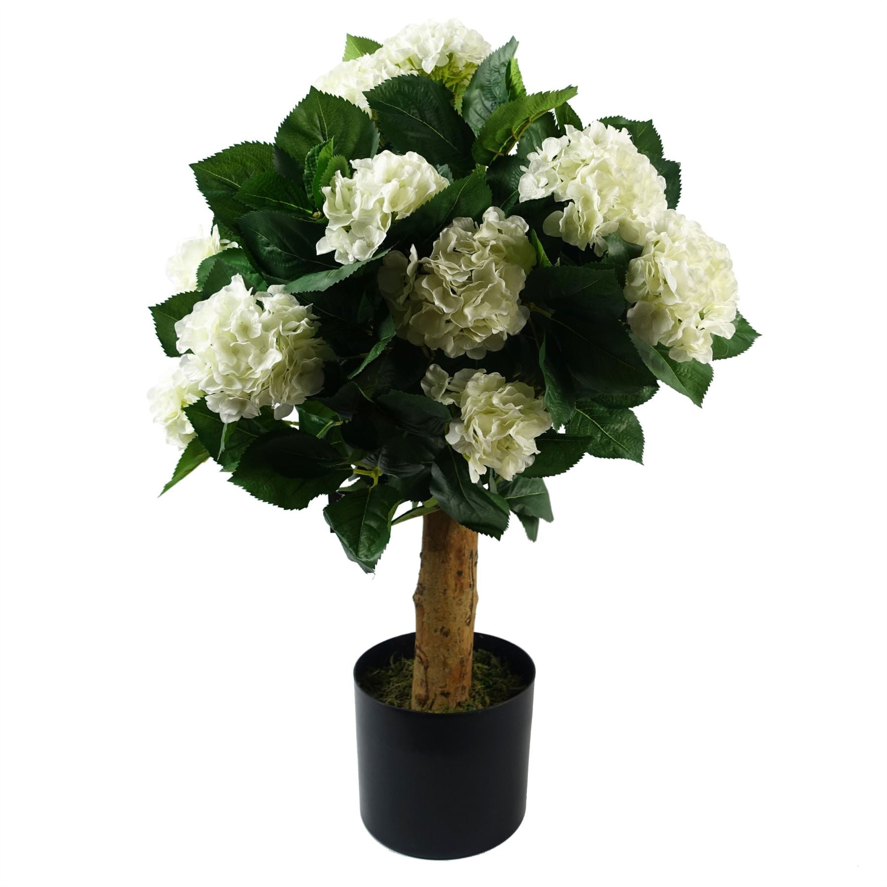 Artificial 75cm White Bush Hydrangea Plant Potted