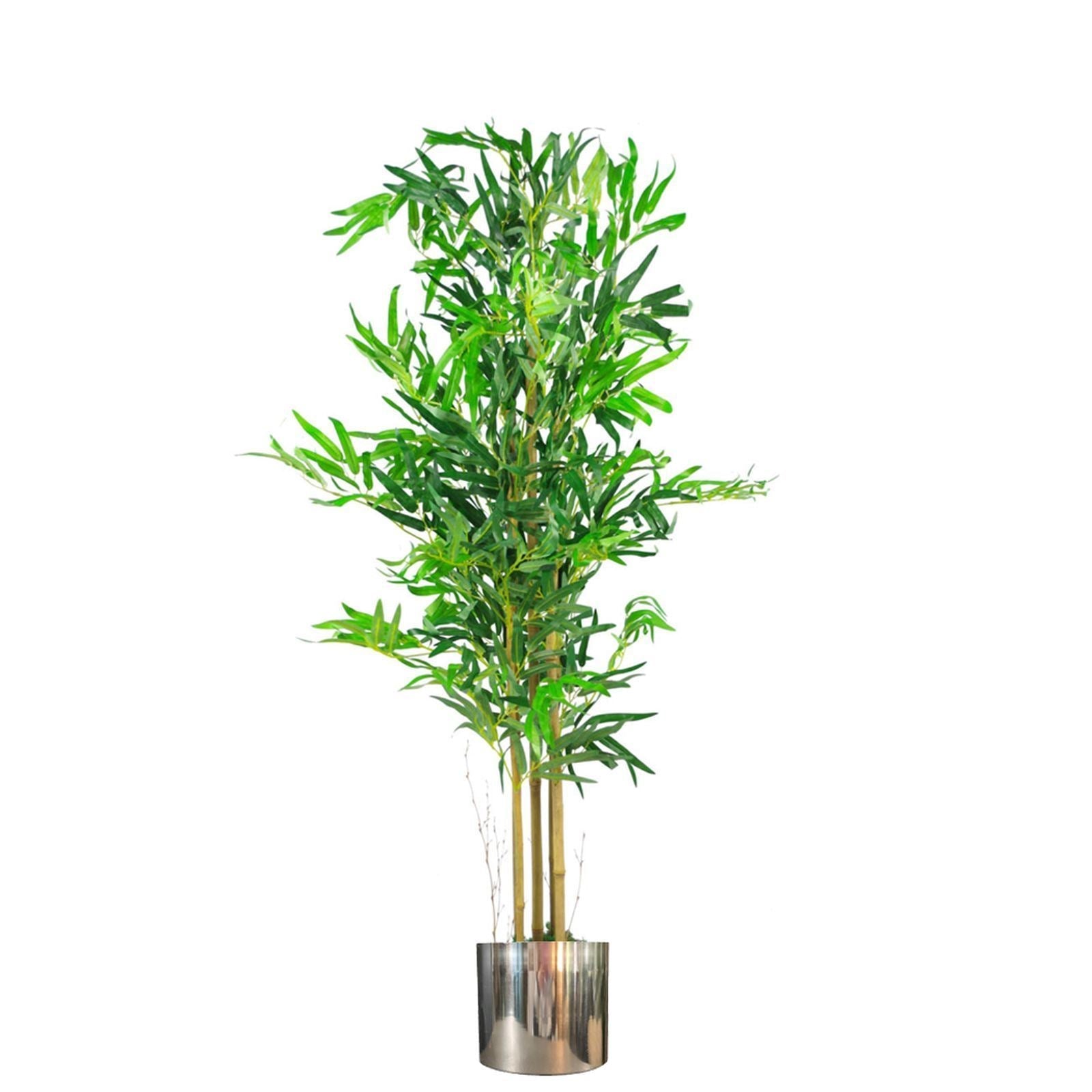 120cm Natural Look Artificial Bamboo Plants Trees with Silver Planter