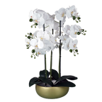 Artificial 60cm Orchid White Gold Ceramic Planter