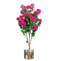 Artificial 100cm Azalea Pink Flowers Potted Plant with Silver Planter