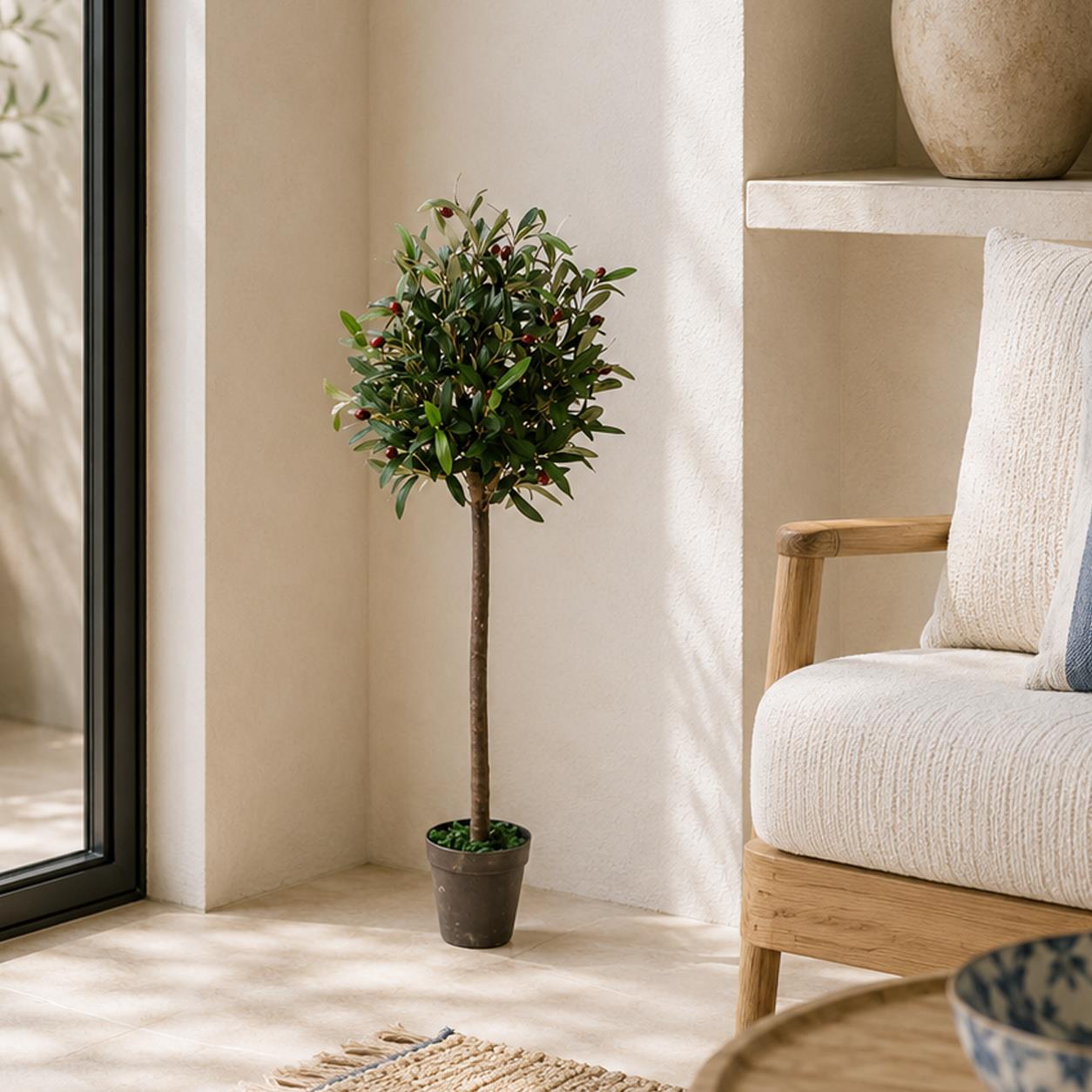 90cm Artificial Olive Bay Style Topiary Fruit Tree