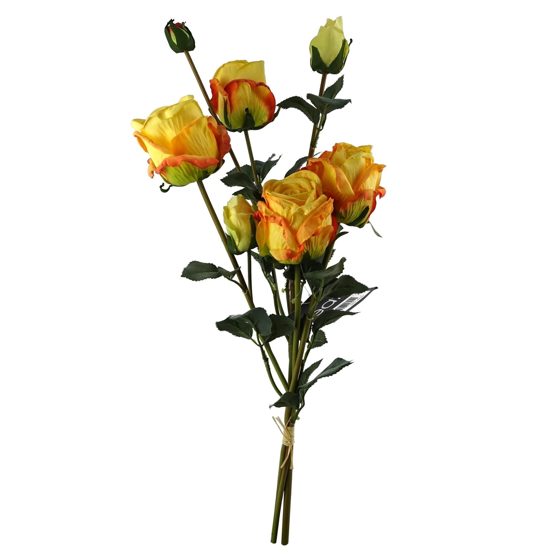 65cm Artificial Yellow Rose Display Geometric Glass Vase
