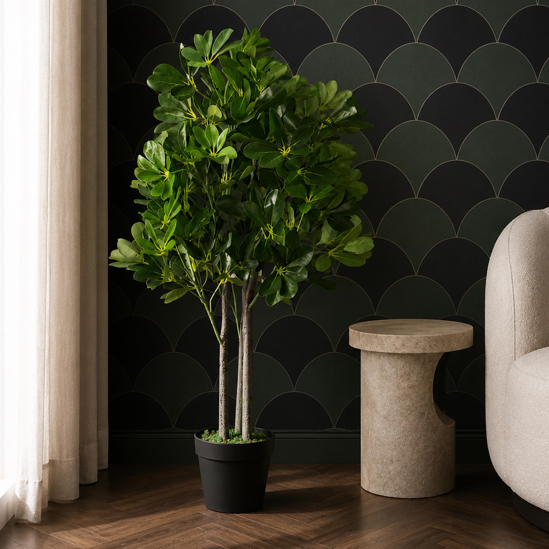 95cm Umbrella Tree Dark Ficus Green Artificial Plant