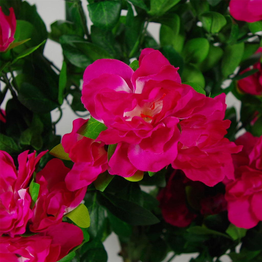 Artificial 100cm Azalea Pink Flowers Potted Plant with Silver Planter